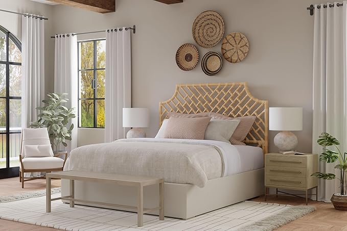 Kouboo Rattan Chippendal Headboard, California King Size, Handmade, Bedroom Furniture, Bohemian Decor, Headboard, Natural