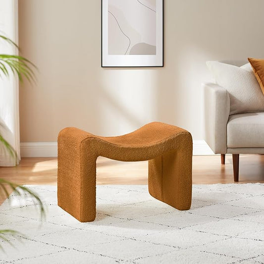 VANOMi Large Footstool Ottoman, Multi-Functional Modern Foot Stool, Sofa Footrest Extra Seating for Living Room, Entryway, Hallways and Bedrooms, Large, Curry
