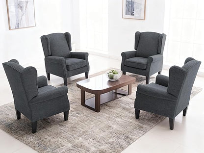 Accent Chair for Living Room Set of 2, High Back Reading Armchairs with Removable Seat Cushion, Mid-Century Single Couch in Fabric, Modern Ergonomic Wingback Chair for Bedroom,Club, Balcony