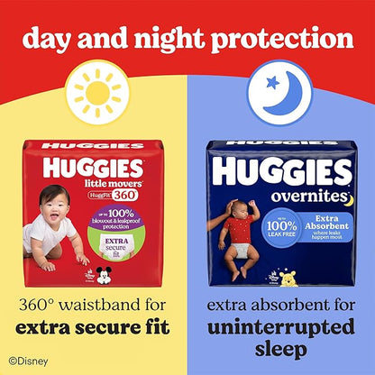 Huggies Size 5 Baby Diapers, Little Movers HuggFit 360° Baby Diapers with 360° Waistband, Size 5 (27+ lbs), 19 Count, Packaging May Vary