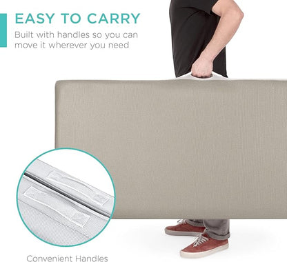 Best Choice Products 4in Portable Twin-Size Mattress, Tri-Fold Mattress for Camping, Guest, Toddler, Foam Plush w/Carry Case - Taupe