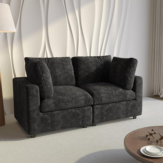 WJShome Cloud Sectional Couches for Living Room,67" Convertible Love Seat, 2 Seater Modular Sectional Sofa,Deep Seater Furniture Sets,Black