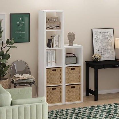 Furinno Cubicle Book Shelf, 3-Cube Thick Frame Bookshelf, Horizontally & Vertically Reversible Bookcase with Open Back, 14.6 x 15.9 x 44, for Living Room, Bedroom, Home Office, White