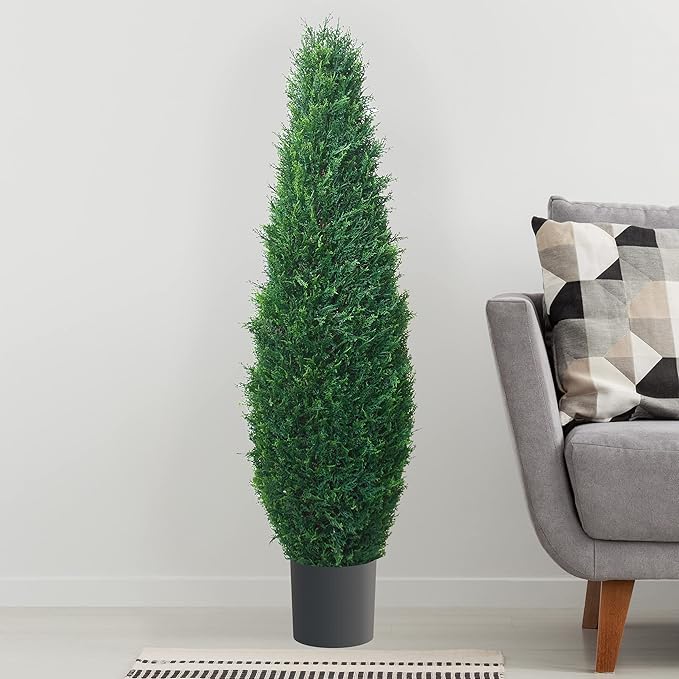 Pure Garden Artificial Topiary - 41" Tall Cypress Tree Shrub - Outdoor Decor - Faux Trees for Planters