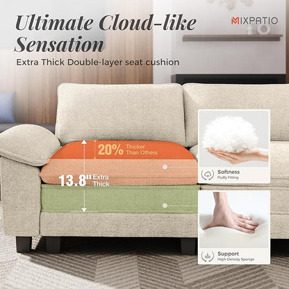 53.5" Cloud Modular Sectional Single Sofa, Deep Seat Armchair with Plush Chenille & Removable Arms for Living Room, Beige