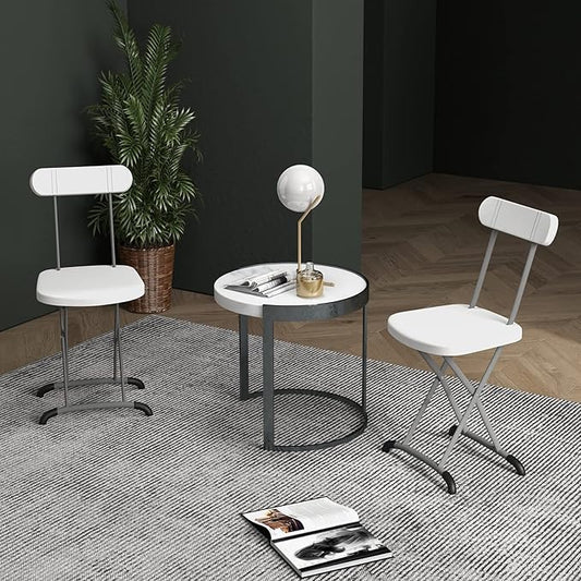 GYMAX Folding Chair, 400lbs Plastic Chairs Set with Steel Frame & Ergonomic Curved Back, Indoor & Outdoor Commercial Event Seat for Meeting, Wedding, Stackable Lightweight Folding Chairs (6, White)