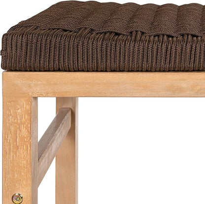 JONATHAN Y CSL1201C-SET2 Armand 25.6" Modern Coastal Backless Acacia Wood Outdoor Counter Stool with Woven Rope Seat, for Pool, Deck, Poolside, Light Teak/Brown (Set of 2)