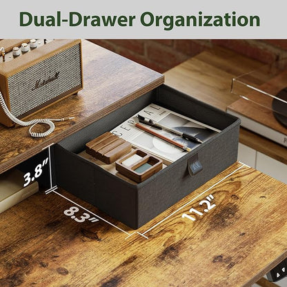 Agilestic Electric Standing Desk with 2 Drawers, 48 x 23 Inches Height Adjustable Desk, 2 Fabric Drawers, Rustic Brown