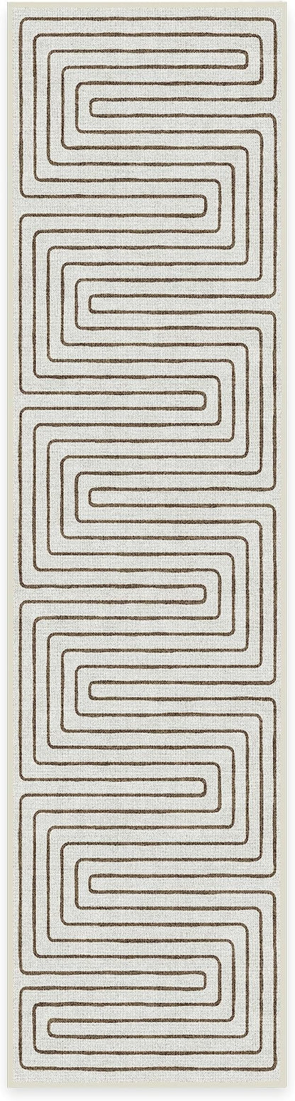 RUGGABLE x Jonathan Adler Machine Washable Modern Runner Rug – Labyrinth Camel/Ivory 2.5x10, Stain-Resistant, Non-Slip – Washable Rug for Hallway, Entryway, Living Room & Kitchen–with Standard Pad