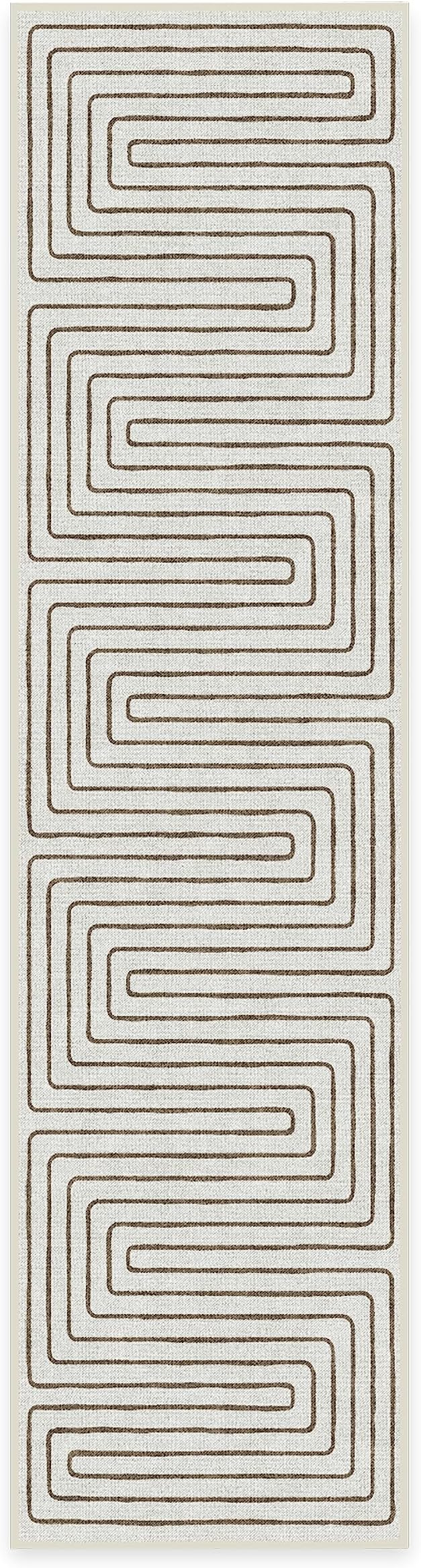RUGGABLE x Jonathan Adler Machine Washable Modern Runner Rug – Labyrinth Camel/Ivory 2.5x10, Stain-Resistant, Non-Slip – Washable Rug for Hallway, Entryway, Living Room & Kitchen–with Cushioned Pad