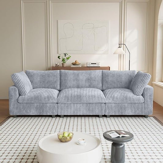 Modular Sectional Sofa, 118.11" Oversized Cloud Sectional Couch,3 Seat Comfy Modern Sectional Couches for Living Room,Plush Sofa Cushion Covers Removable,Gray