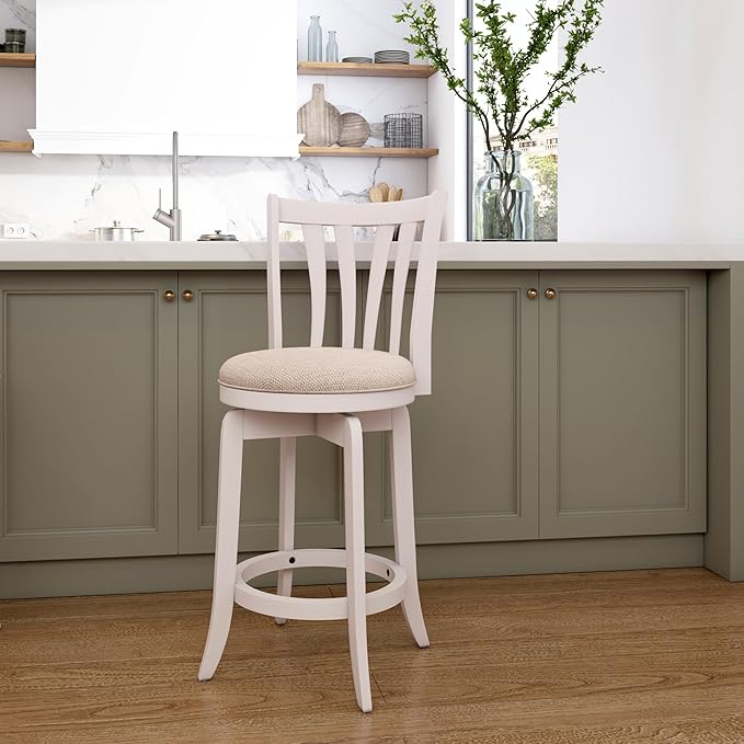 Hillsdale 25.5" Savana Wood Swivel Counter Height Stool, White