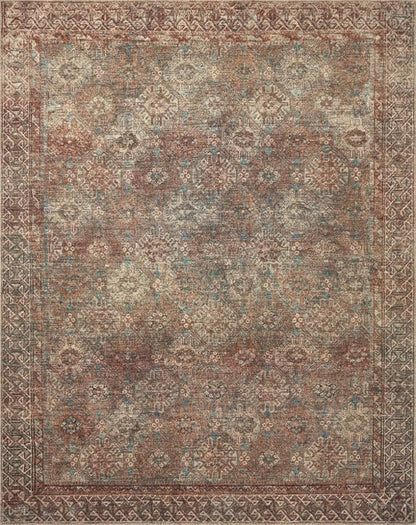 Loloi Amber Lewis Billie Collection BIL-04 Aqua/Rust 5'-0" x 7'-6", 0.19" Thick Area Rug