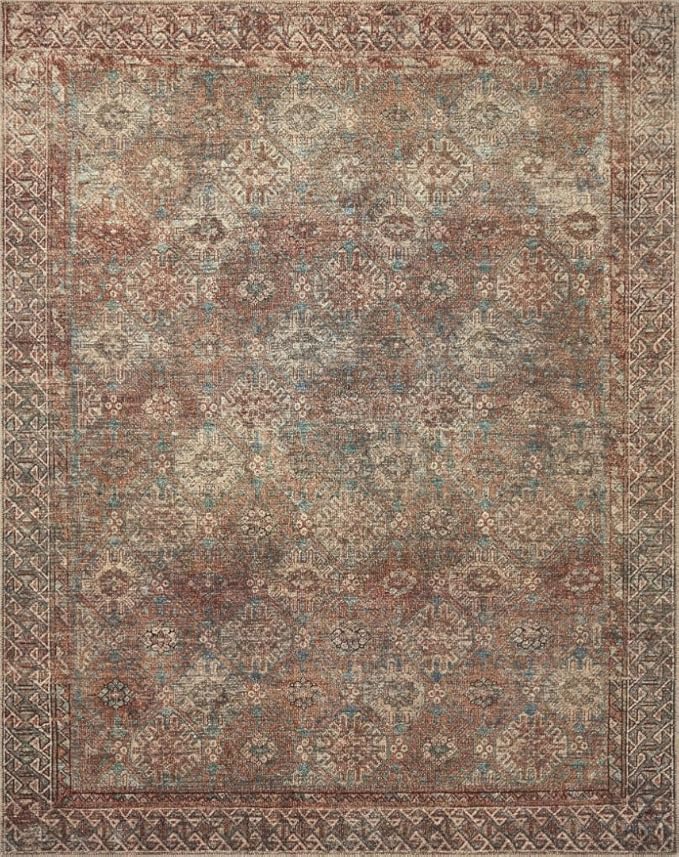 Loloi Amber Lewis Billie Collection BIL-04 Aqua/Rust 8'-6" x 11'-6", 0.19" Thick Area Rug