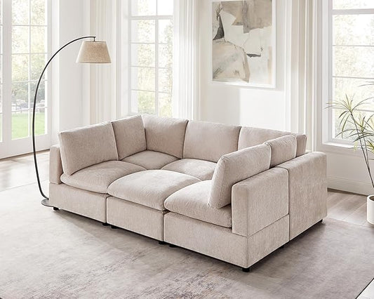 VANOMi Modular Sectional Sofa, Convertible Sofa Couch Modular Sofa with Ottoman, Sectional Sofas for Living Room Small Apartments