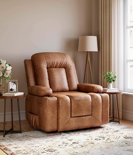 GarveeHome Oversized Wide Power Lift Recliner Chair - Heat and Massage, Faux PU Leather, Adjustable Back and Legs, Electric Lift Chair Designed for The Elderly and People with Mobility impaired