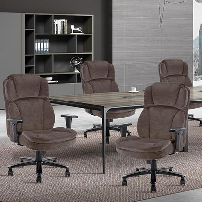 CLATINA Big and Tall Fabric Home Office Chair, Extra Wide Seat, Heavy Duty Ergonomic Executive Cloth Desk Chair with Wheels and Padded Armrests, High Back Computer Task Chair, Black, 500 LBS Capacity