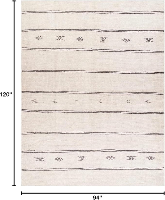 Livabliss x Becki Owens Rivi Moroccan Area Rug , 7'10" x 10', Ivory/Black
