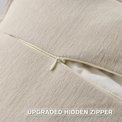 FUTEI Beige Chenille Throw Pillow Covers 18x18 Inch Set of 2,Edges Double-Stitched Cushion Cases,Modern Home Decor for Couch Living Room
