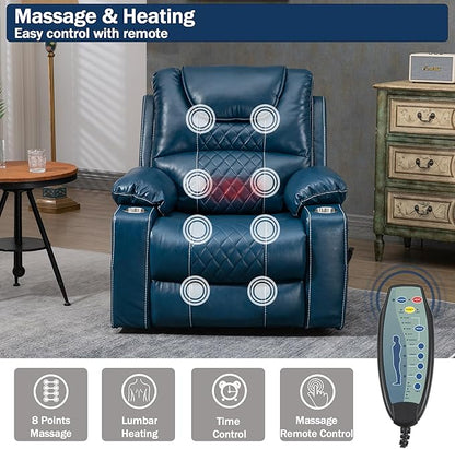 Dual Motor Power Lift Recliner Chair Sofa with Massage and Heating for Big Elderly Adults People, Lay Flat Lift Chair, Infinite Position, 2 Cup Holders, 2 Side Pockets, Lumbar Pillow
