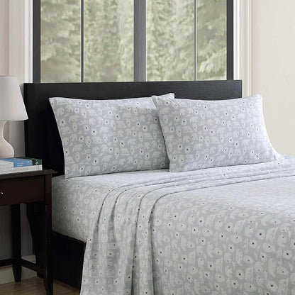 Eddie Bauer - Flannel Sheets Twin Size, Anti-Pilling & Wrinkle Resistant Cotton, Touchably Soft for All-Season Comfort - Bed Sheets with Matching Pillowcase & Fitted Sheet (Explorer Bears Grey)