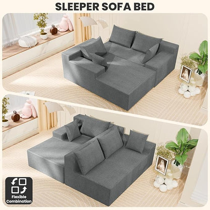 LEVELEVE 107" Cloud Sectional Couch with Deep Seat，Modern Modular Sofa with L-Shape Chaise，No Assembly Required, Upholstered Couches for Living Room Bedroom(Light Gery,Left Facing Chaise)