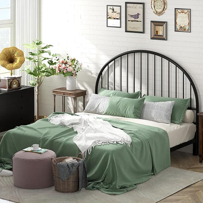 Weehom Full Size Headboard Only, Wrought Iron Black Headboard Full, Vintage Metal Headboard with Height Adjustable, Farmhouse HeadBoard