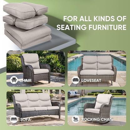 Outdoor Chair Cushion Set of 2, Waterproof Outdoor Seat Cushions 25x22, Patio Chair Cushions for Outdoor Furniture, Couch Cushion Replacement, Include 2 Back & 2 Seat Cushions, Smile/Beige
