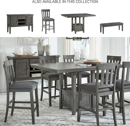 Signature Design by Ashley Hallanden Modern Farmhouse Counter Upholstered Barstool, Set of 2, Comb-back Design, Solid Wood, 25.75" , Dark Gray