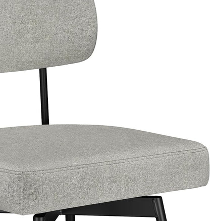 SIMPLIHOME Giselle Counter Stools (Set of 2) - 24 Inch Seat Height Swivel Upholstered Metal Kitchen Stools in Light Grey Polyester Linen, Contemporary Modern Seating with Padded Seat and Backrest