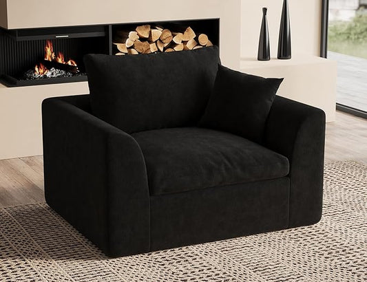 48.6" Single Sofa, Small Boneless Couches for Living Room, Cloud Couch for Bedroom, Office, Black