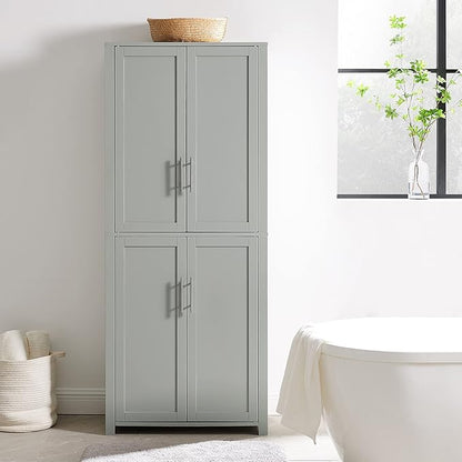 Crosley Furniture Savannah Tall Pantry Storage Cabinet with Shelves, Kitchen, Dining, or Laundry Room, Gray