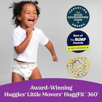 Huggies Size 5 Baby Diapers, Little Movers HuggFit 360° Baby Diapers with 360° Waistband, Size 5 (27+ lbs), 100 Count, Packaging May Vary