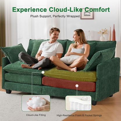 77" Cloud Sofa Loveseat & Couch｜Small 2-Seater Chenille Sectional Sofa with 29.1" Deep Seat｜FSC Certified Solid Wood & Metal Frame｜Easy Assembly & 1YR Guarantee｜ for Living Room Apartment Bedroom