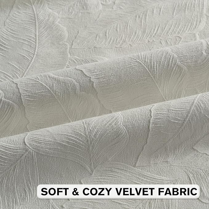 FUTEI Cream Velvet Throw Pillow Covers 20x20 Inch Set of 2,Soft Embossed Leaf-Relief Textured Cushion Cases,Natural Home Decor for Couch Living Room