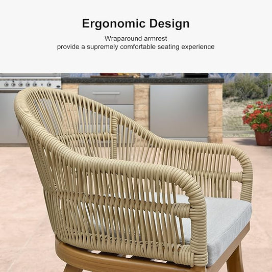 PURPLE LEAF 9 Pieces Patio Dining Set with Outdoor Aluminium Dining Table and Woven Chairs Modern Metal Furniture Cushions Sets for Garden Yard Indoor Decor Kitchen Teak