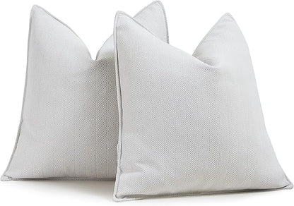 ZWJD Cream Pillow Covers 18x18 Set of 2 Chenille Throw Pillow Covers with Elegant Design Soft and Luxurious Decorative Throw Pillows for Couch, Bed, and Home Decor