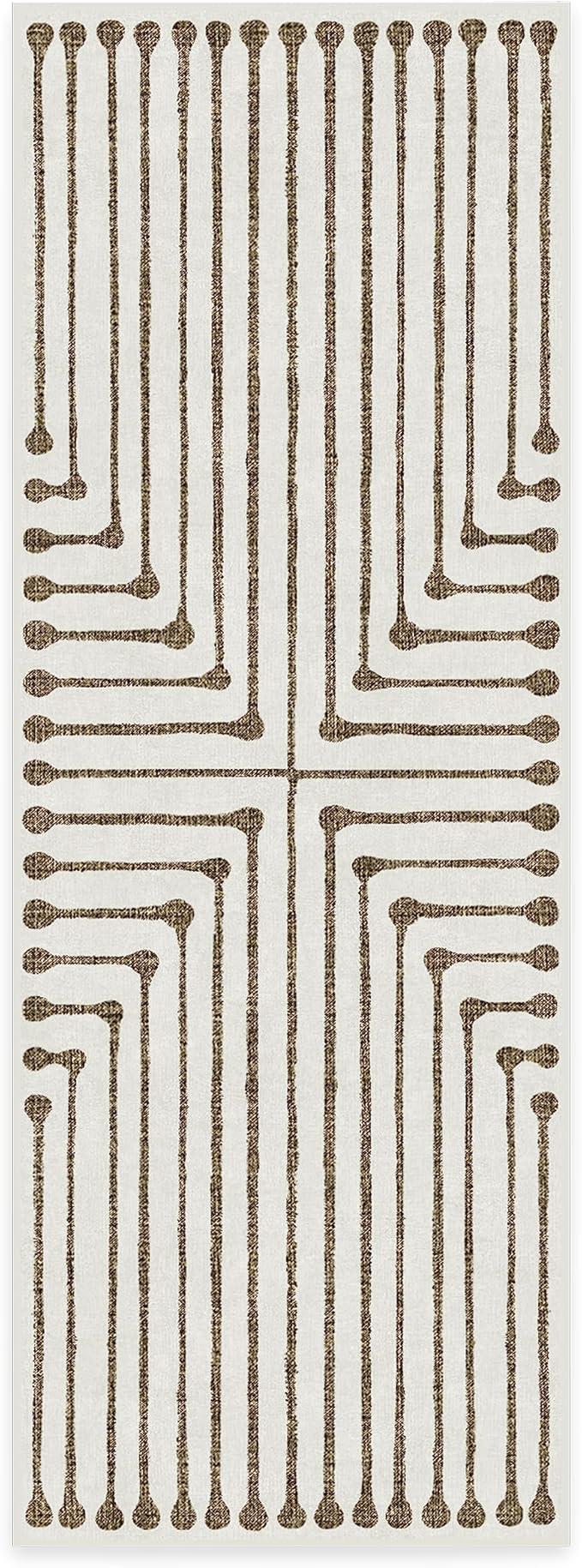 RUGGABLE x Jonathan Adler Machine Washable Modern Runner Rug – Inkdrop Camel & Ivory 2.5x7, Stain-Resistant, Non-Slip – Washable Rug for Hallway, Entryway, Living Room & Kitchen–with Standard Pad