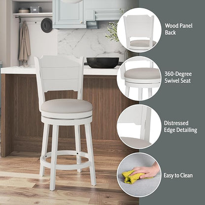 Hillsdale Clarion Wood Swivel Stool, Counter Height, Sea White