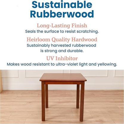 ECR4Kids 24in Square Hardwood Table with 22in Legs, Kids Furniture, Dark Walnut