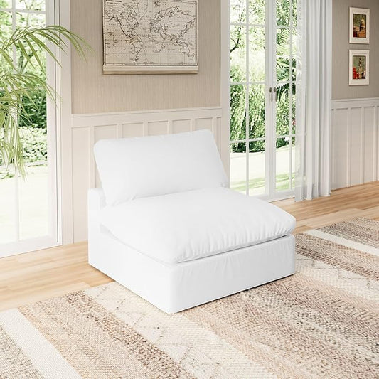 Modular Sectional Sofa Cloud Couch,Down Filled Comfy Cloud Modern Sofa,White Linen Oversized Couch Cushion Covers Removable for Living Room