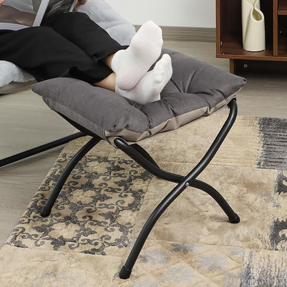 15"(H) Folding Ottoman, Foldable Footrest Stool, Portable Small Foot Stool for Couch, Collapsible Foot Rest Ottoman for Sofa, Accent Padded Ottomans for Living Room, Bedroom, Dark Coffee