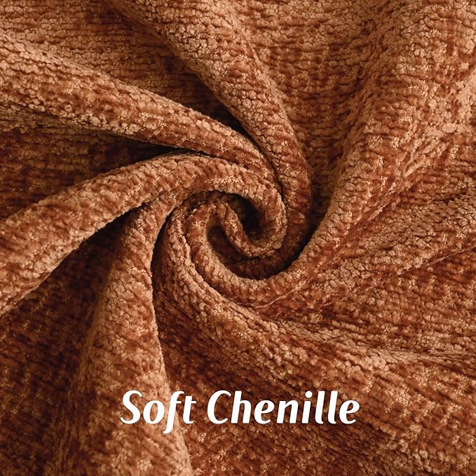 FUTEI Rust Chenille Throw Pillow Covers 26x26 Inch Set of 2,Soft Cozy Bound Edge Design Euro Pillow Sham,Home Decor for Couch Bed Living Room
