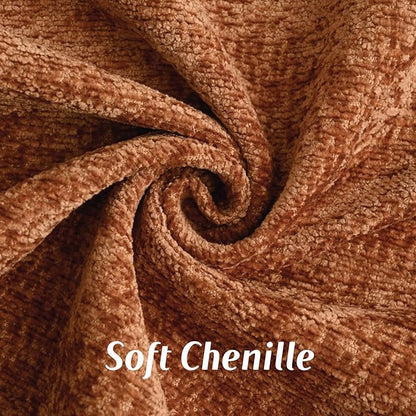FUTEI Rust Chenille Throw Pillow Covers 24x24 Inch Set of 2,Soft Cozy Bound Edge Design European Cushion Cover,Home Decor for Couch Bed Living Room