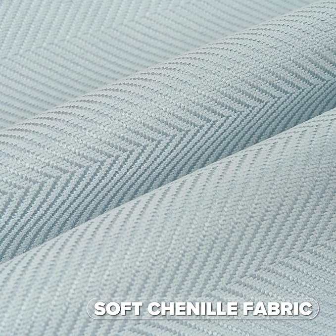 FUTEI Light Blue Chenille Throw Pillow Covers 18x18 Inch Set of 2,Soft Wide Chevron Textured Cushion Case,Farmhouse Home Decor for Couch Bed Living Room