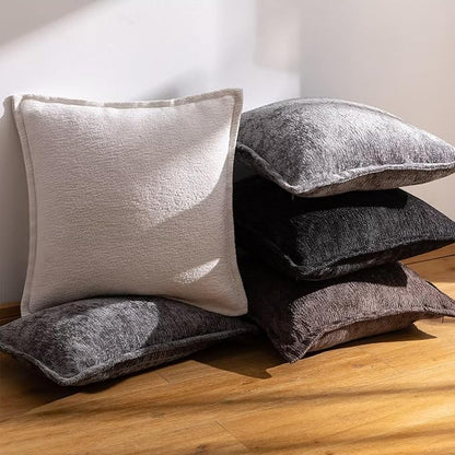 Grey Decorative Throw Pillow Covers 12x20 Inch Set of 2 Cozy Soild Chenille Cushion Cases Soft Textured Lumbar Couch Pillows Cover Boho Accent Farmhouse Pillowcases for Sofa Bed