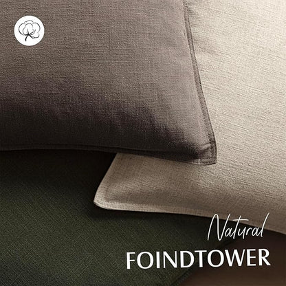 Foindtower Set of 2, Decorative Linen Soild Throw Pillow Covers Soft Accent Euro Cushion Case Farmhouse Neutral Pillowcase for Chair Couch Sofa Bedroom Living Room Home Decor 22 x 22 Inch Light coffee