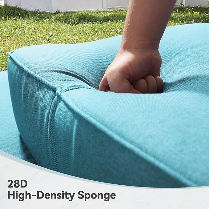 Luxury 6" Outdoor Cushions for Patio Furniture, 24x24x6" Thick Seat Cushion Set of 8, Fade Resistant Couch Chair Replacement Cushions High Density Deep Wicker Chair Cushion w/ Removable Cover, Teal
