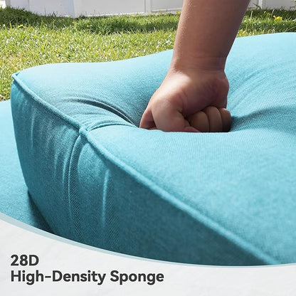 Luxury 6" Outdoor Cushions for Patio Furniture, 24x24x6" Thick Seat Cushion Set of 6, Fade Resistant Couch Chair Replacement Cushions High Density Deep Wicker Chair Cushion w/ Removable Cover, Teal
