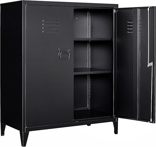 SISESOL Storage Cabinet with Doors and Shelves,40" Metal Storage Cabinet with Lock Door Adjustable Shelf,Office Storage Cabinets,Garage Tool Cabinets for Home,Office,School,Kitchen